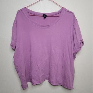 Wild Fable Purple Cropped Destoyed Look Short Sleeve T SHIRT Size XXL